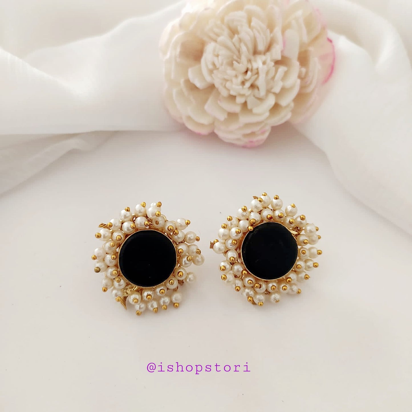 Nandini Pearls Halo Raw Stone Earrings