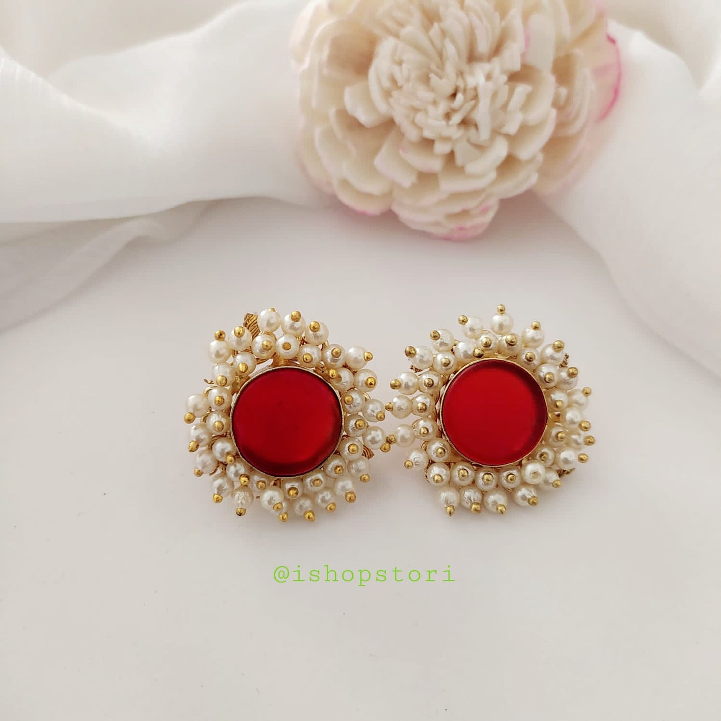 Nandini Pearls Halo Raw Stone Earrings