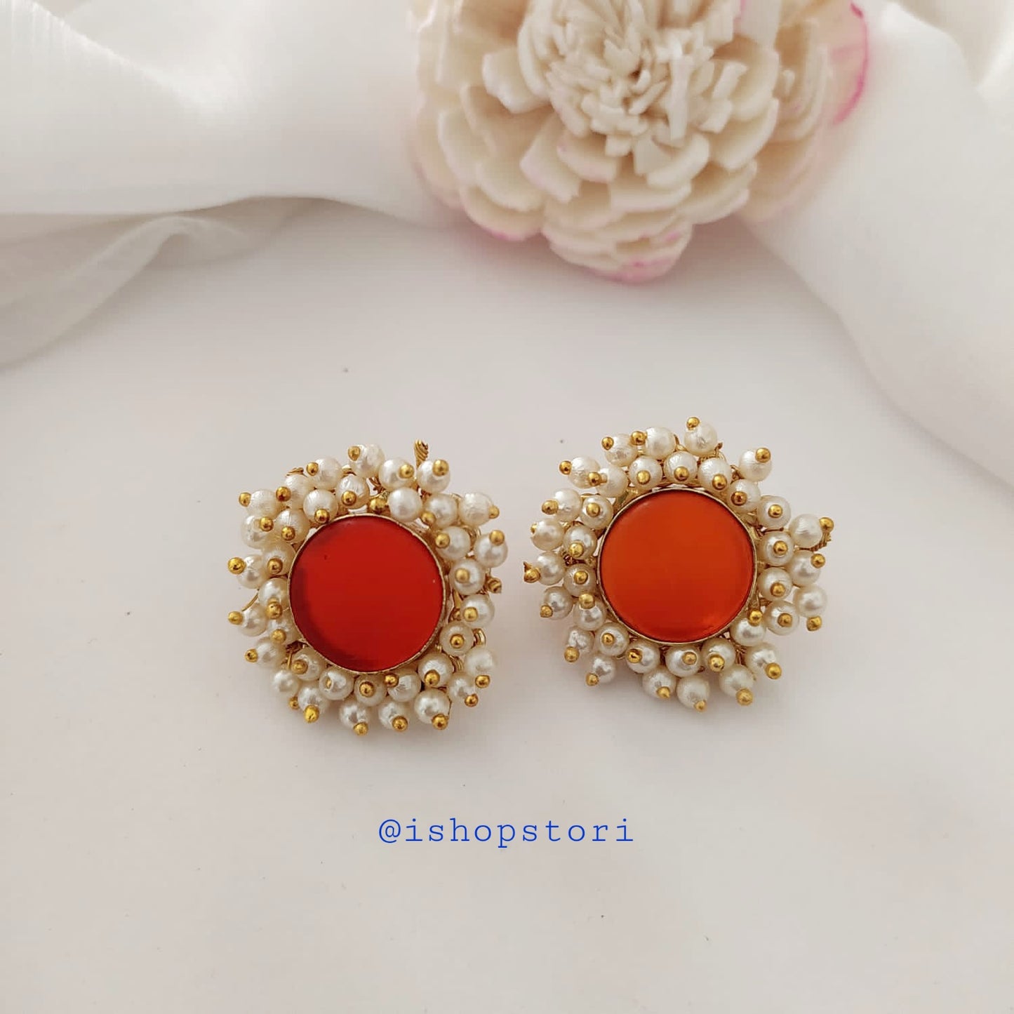 Nandini Pearls Halo Raw Stone Earrings