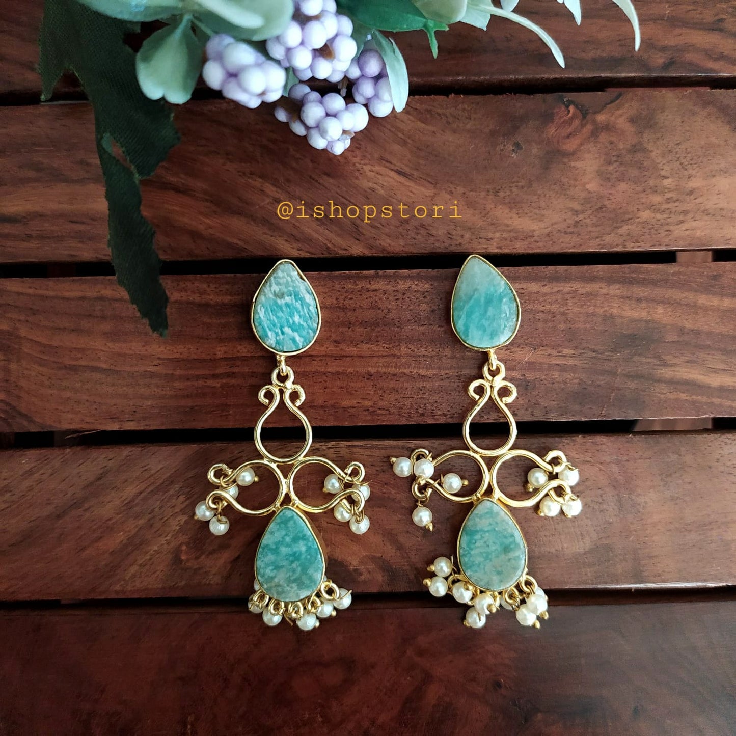 Elaelah Raw Stone & Pearls Earrings