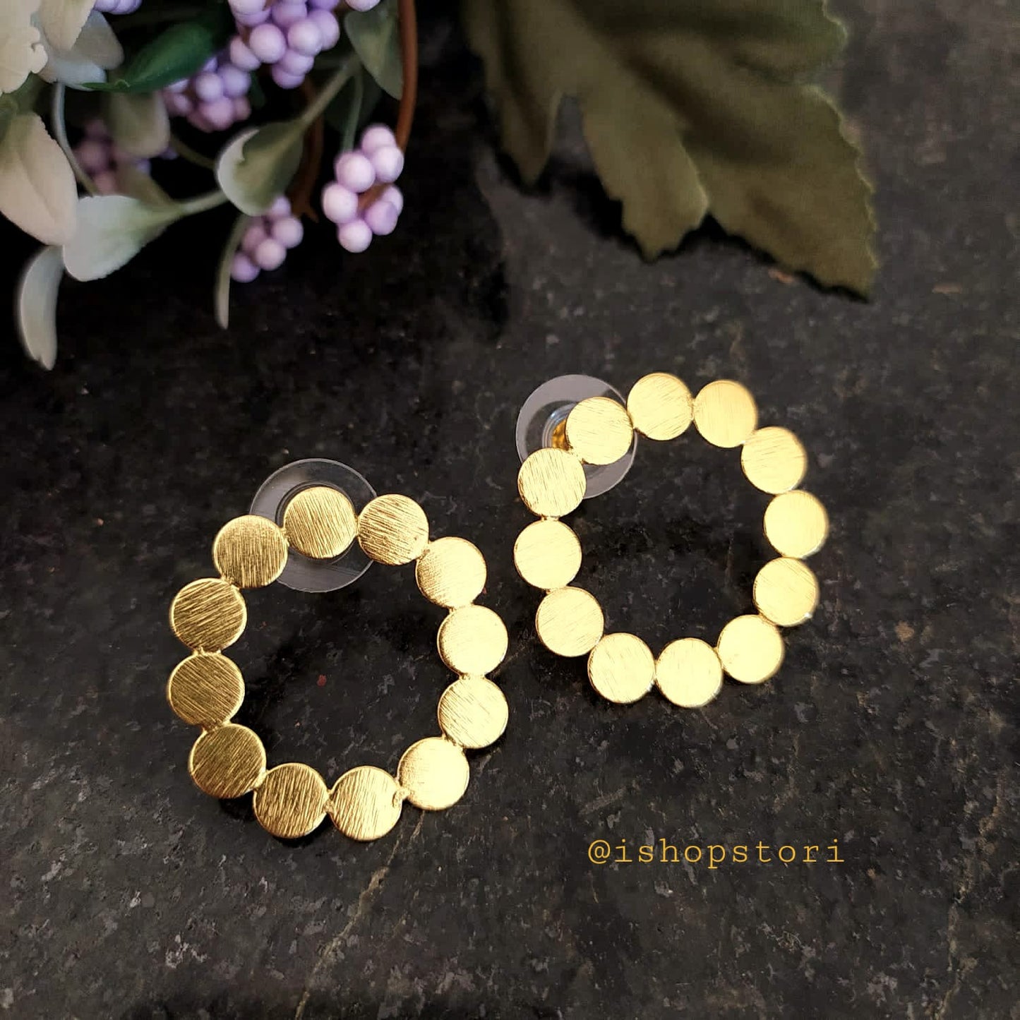 Golden Polish Circle Statement Earrings