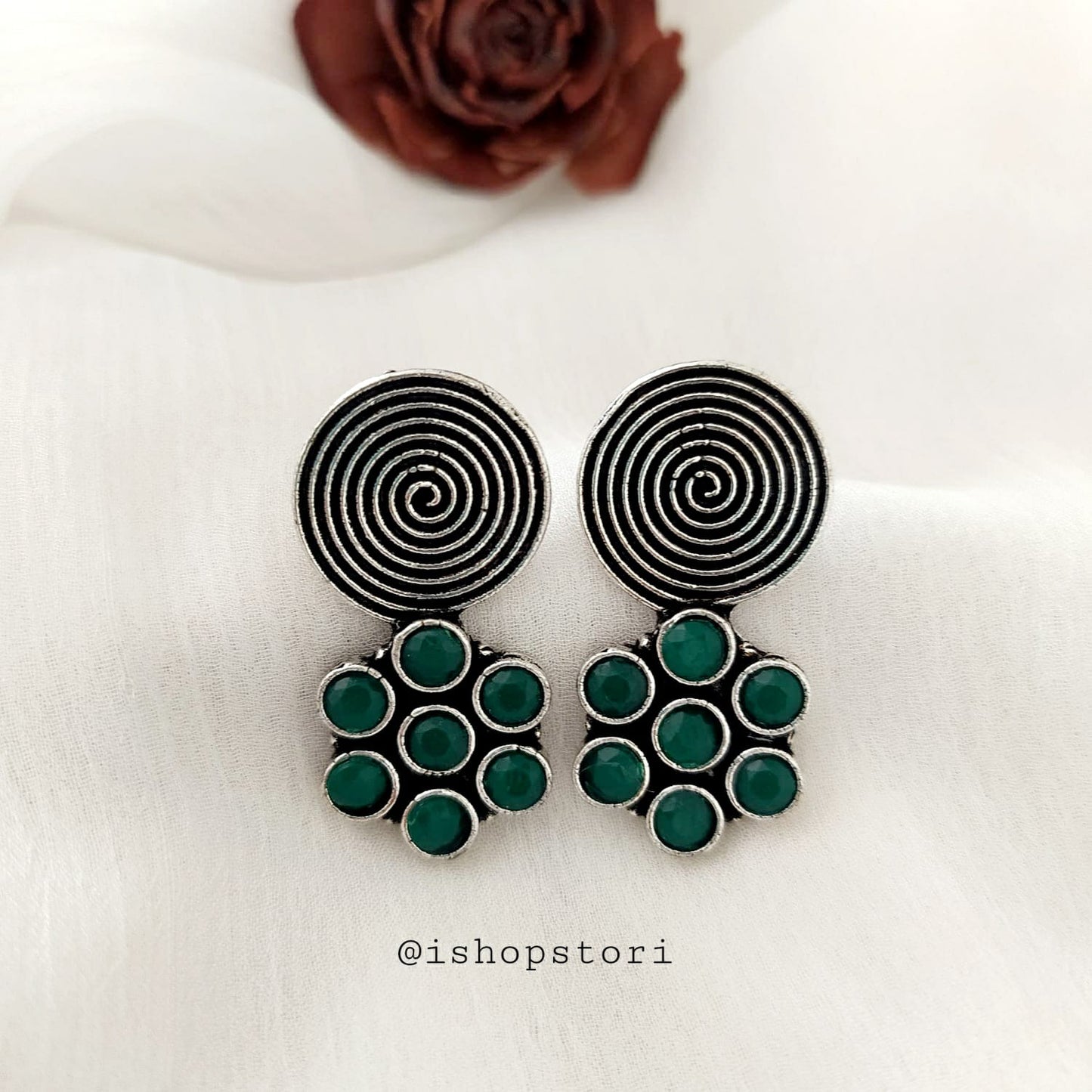 Sahastra Spiral Oxidized Earring Studs - Best Seller!