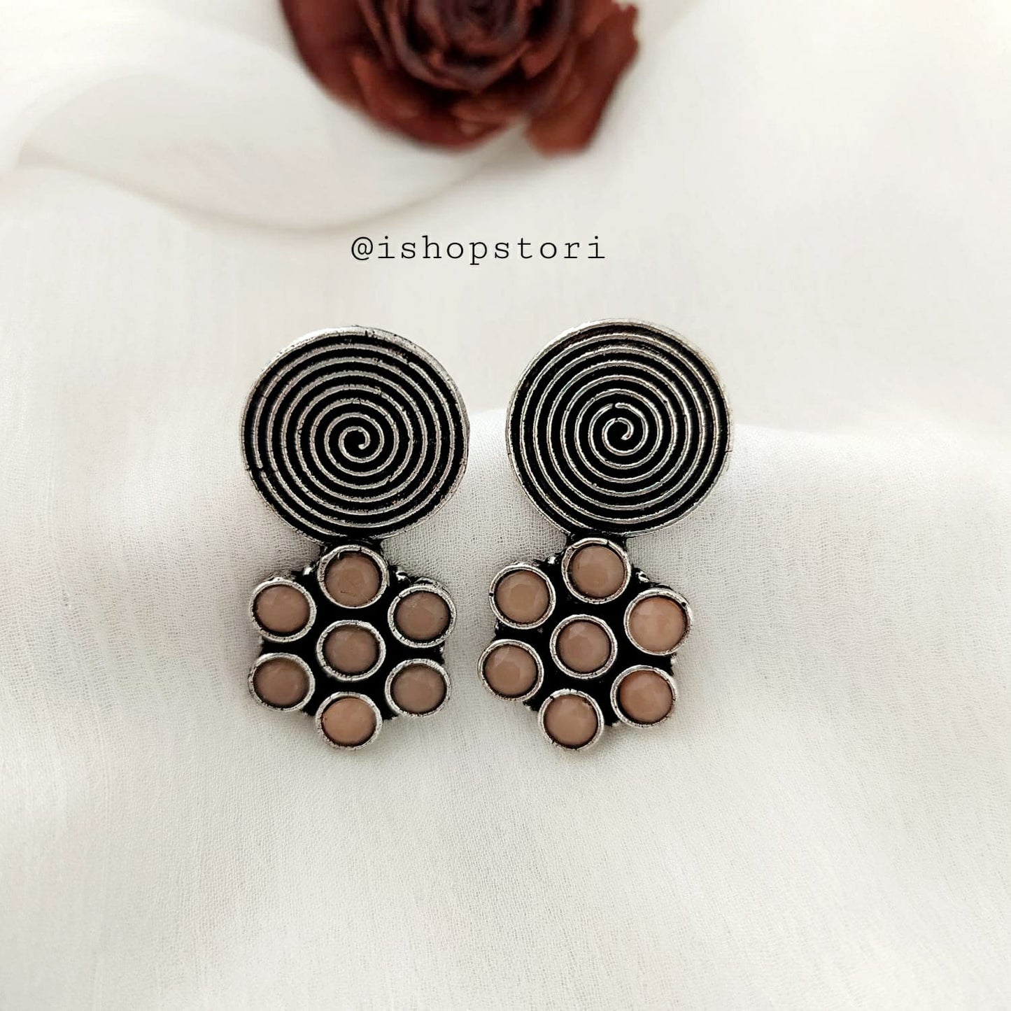 Sahastra Spiral Oxidized Earring Studs - Best Seller!