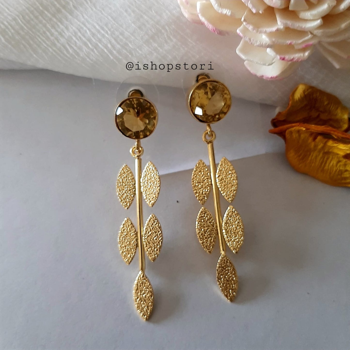 Sagarika Golden Florence Drop Earrings