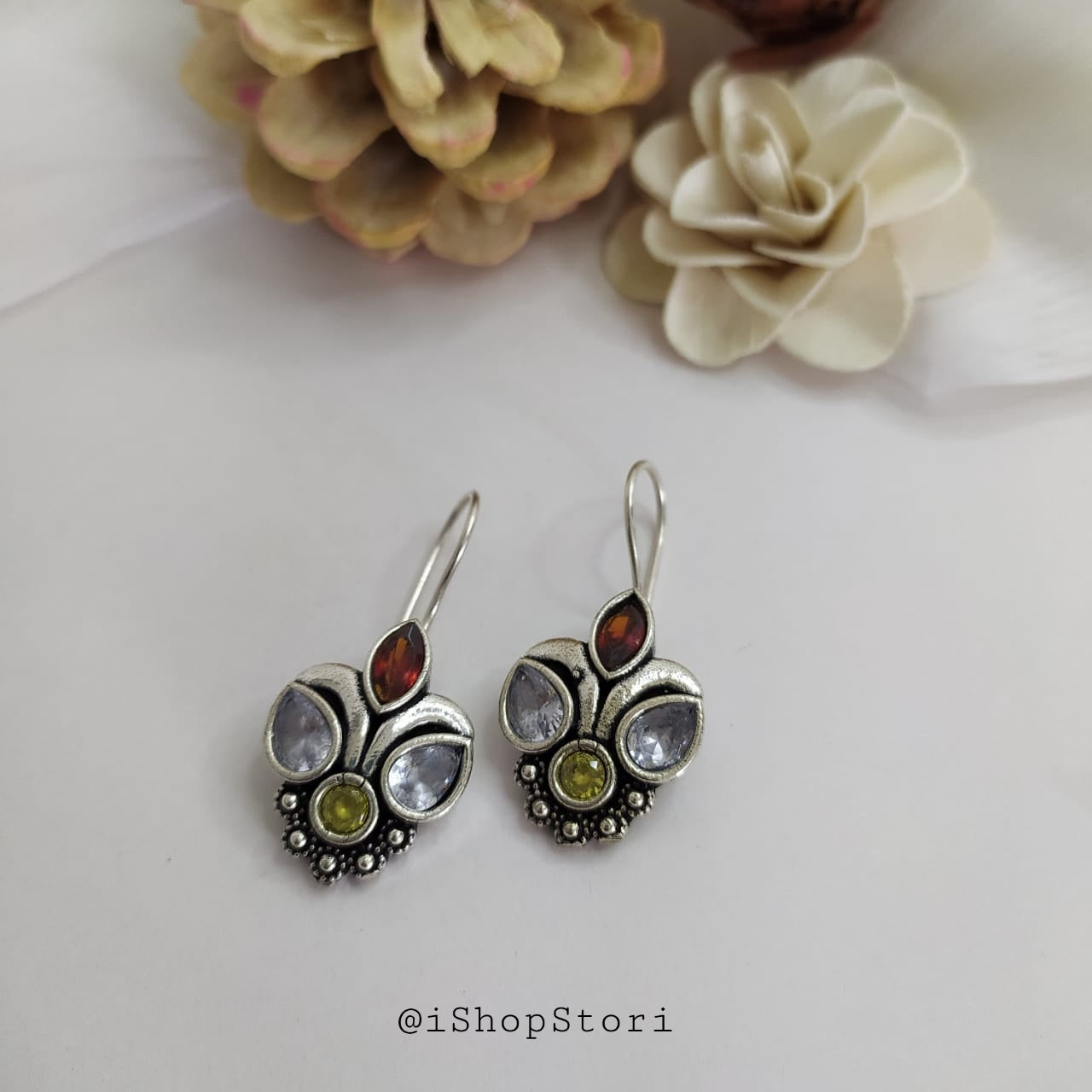 Pankita Silver Look Alike Oxidized Earring Danglers