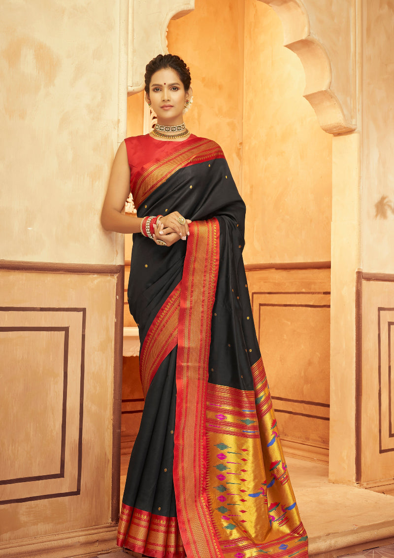 Black Paithani Soft Silk Saree