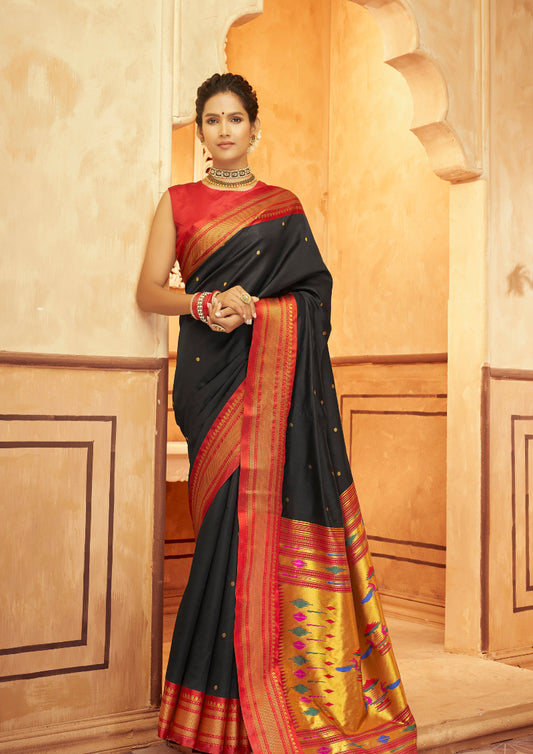 Black Paithani Soft Silk Saree