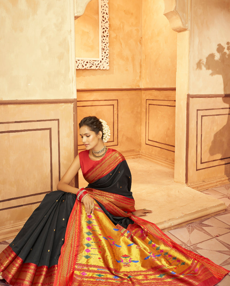 Black Paithani Soft Silk Saree
