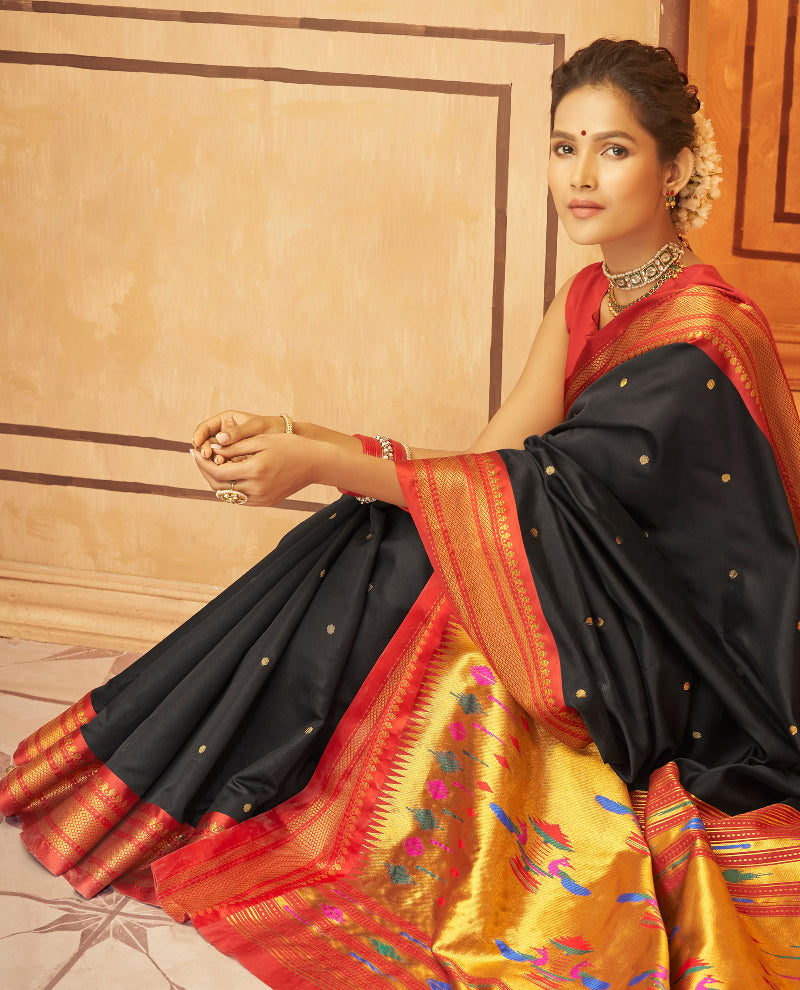 Black Paithani Soft Silk Saree