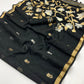 STORI Black Munga Silk Saree
