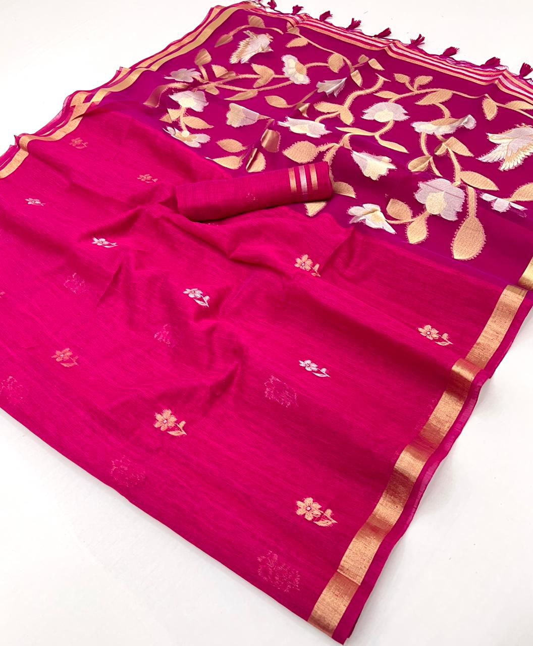 STORI Pink Munga Silk Saree