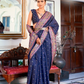 Buy Blue Banarasi Silk Saree In Online-STORI