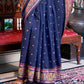 Buy Blue Banarasi Silk Saree In Online-STORI