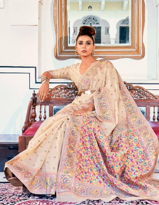 Shop Beige Silk Saree Online -STORI