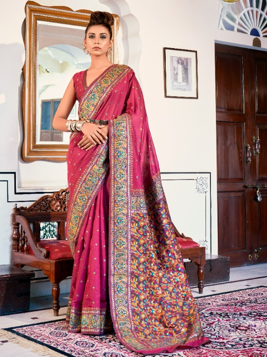 Buy Maroon Banarasi Silk Saree In Online-STORI