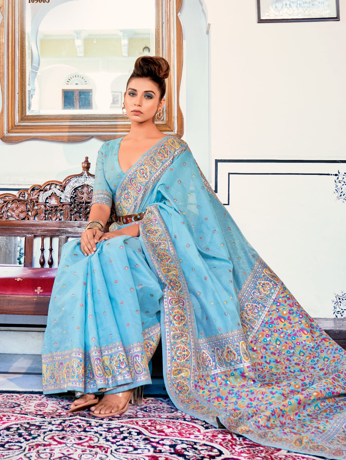 Shop Blue Banarasi Silk Saree Online-STORI