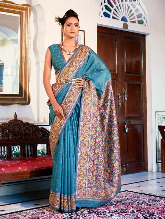 Shop Blue Silk Saree Online-STORI