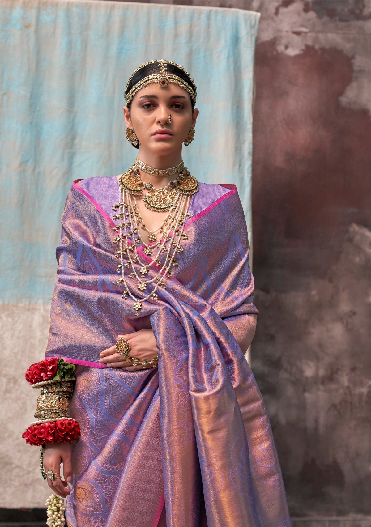 Purple Handloom Woven Silk Saree Online in India