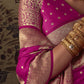 Hot Pink Banarasi Handloom Silk Saree