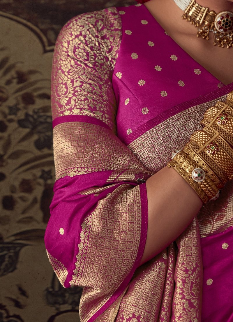 Hot Pink Banarasi Handloom Silk Saree