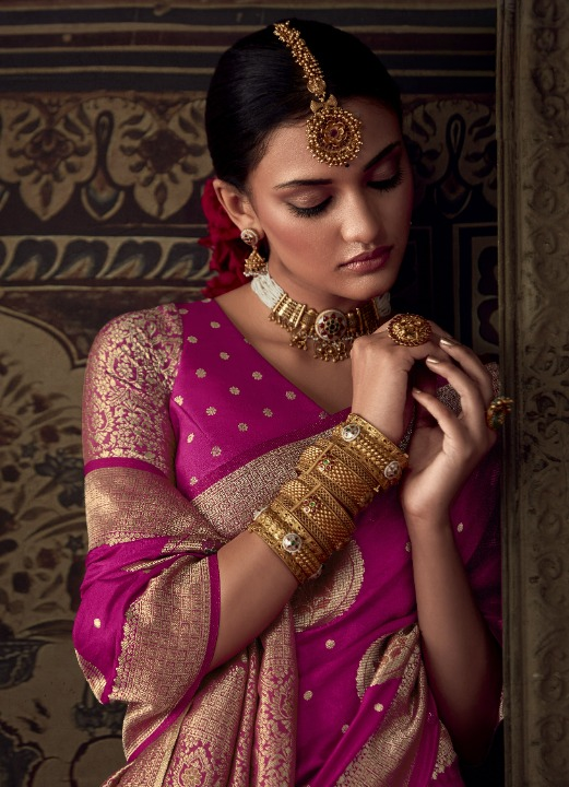 Hot Pink Banarasi Handloom Silk Saree