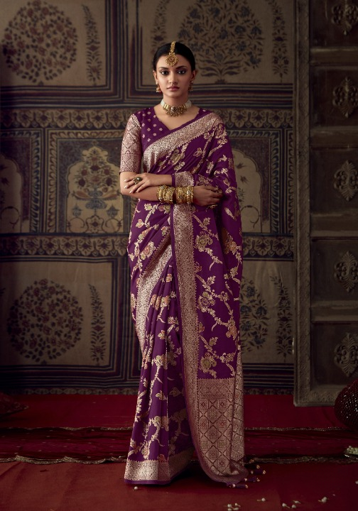 Deep Wine Banarasi Handloom Silk Saree