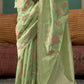 Green Handloom Woven Linen Saree Online in India