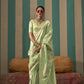 Green Handloom Woven Linen Saree Online in India