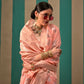 Salmon Peach Handloom Woven Linen Saree Online in India