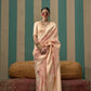 Ivory Brown Handloom Woven Linen Saree Online in India