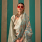 Light Blue Handloom Woven Linen Saree Online in India