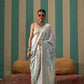 Light Blue Handloom Woven Linen Saree Online in India