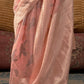 Salmon Peach Handloom Woven Linen Saree Online in India