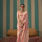 Salmon Peach Handloom Woven Linen Saree Online in India