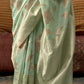 Pear Green Handloom Woven Linen Saree Online in India