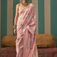 Light Pink Handloom Woven Linen Saree Online in India