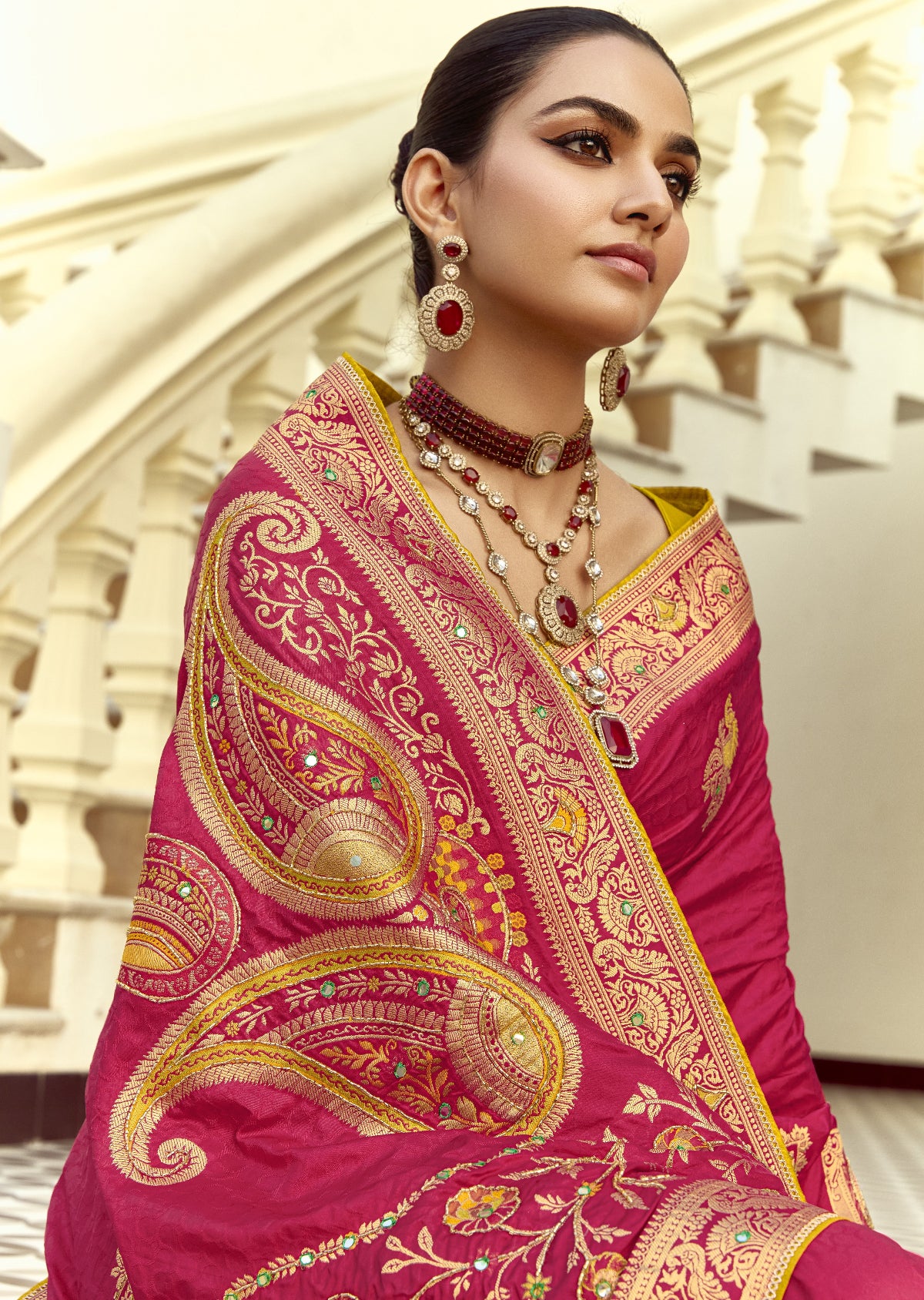 Shop Rani Pink Handloom Silk Saree for Festive Wear at STORI.