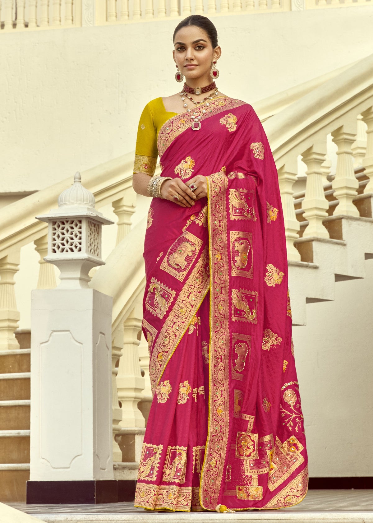 Shop Rani Pink Handloom Silk Saree for Festive Wear at STORI.