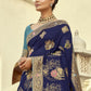Shop Navy Blue Handloom Silk Saree for Festive Wear at STORI.
