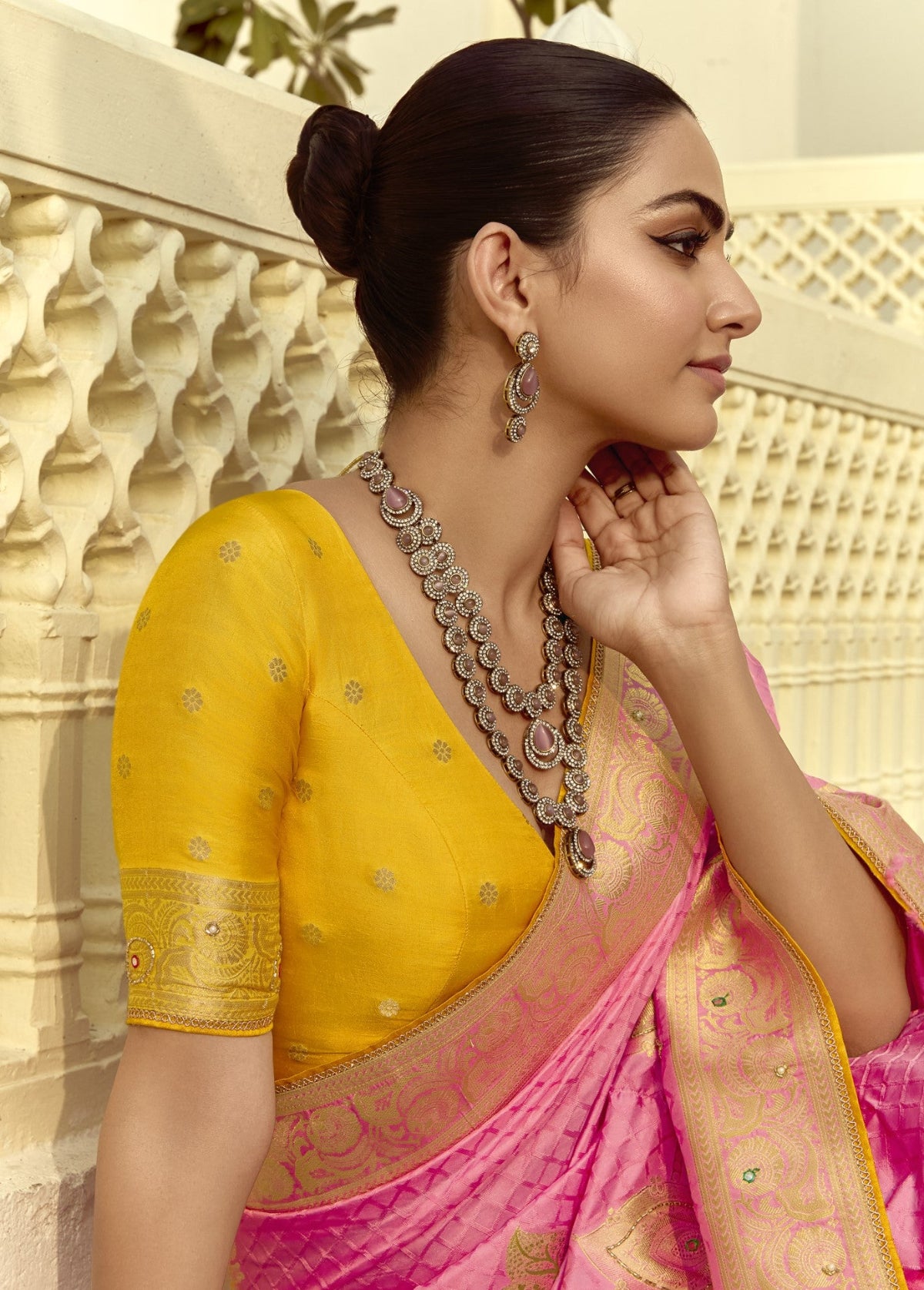 Shop Pink Handloom Silk Saree for Festive Wear at STORI.