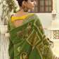 Shop Mehndi Green Handloom Silk Saree for Festive Wear at STORI.