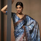 Blue & Brown Bollywood Satin Crepe Sarees Online in India