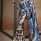 Blue & Brown Bollywood Satin Crepe Sarees Online in India
