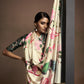 Cream Floral Satin Bollywood Satin Crepe Sarees Online in India