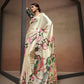 Cream Floral Satin Bollywood Satin Crepe Sarees Online in India