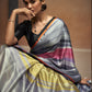 Cloudy Grey Bollywood Satin Crepe Sarees Online in India