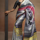 Cloudy Grey Bollywood Satin Crepe Sarees Online in India