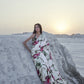 BHAGYASHREE in Lotus Print Satin Crepe Silk Saree