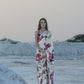 BHAGYASHREE in Lotus Print Satin Crepe Silk Saree