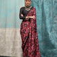 Maroon Printed Pure Crepe Silk Sarees Online in India & USA - STORI